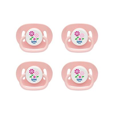 Wee Baby (Pack de 4) Tétine pour bébé | Tétine de dentition durable et opaque avec tétine orthodontique en silicone pour des dents saines | Tétine avec trous d’aération pour éviter les irritations