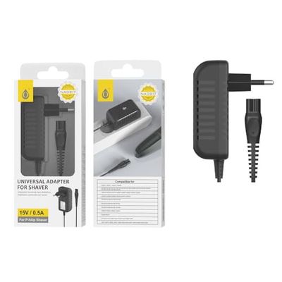 Cargador Universal - Compatible con afeitadoras 15V 0.5A, diseño Compacto, Materiales duraderos, Ideal para sustituir Cargadores Originales.