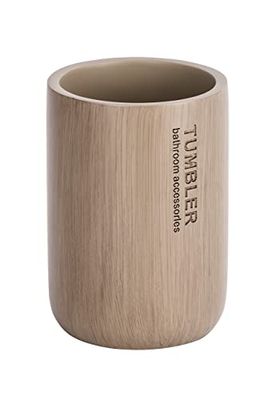 WENKO Tandborstkopp Palo Taupe – tandborsthållare för tandborste och tandkräm, polyharts, 7,5 x 11,5 x 7,5 cm, brungrå