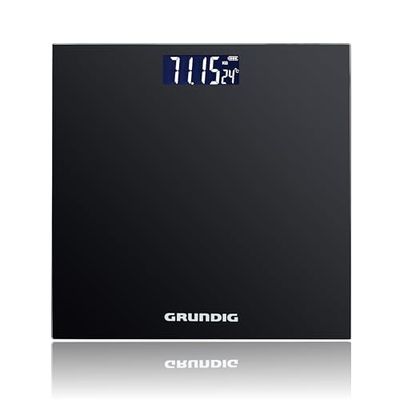 Grundig Digital Scale - Bathroom Scale up to 180kg - Scale for Body Weight Measures in kg/lb - Weight Scale up to 500gr Accurate - with Digital Display - Black - Glass