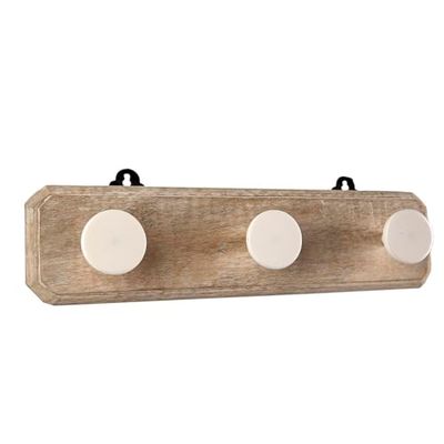 Romimex Porte-manteau mural naturel en bois résine 41 x 7 x 12 cm