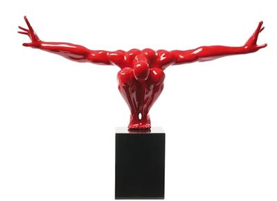 KARE Fitness Estatua Diseño Hombre Escultura Deco Atleta, Rojo, 52 x 75 x 23 cm, 42 x 75 x 23 cm