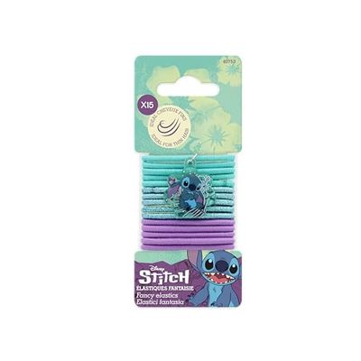 Disney Stitch - Fine Rubber Band with a magical lilo and stitch - Lot 15 pieces - No metal accessory - ideal for small girl's hair - hair accessories for women, girls, girls