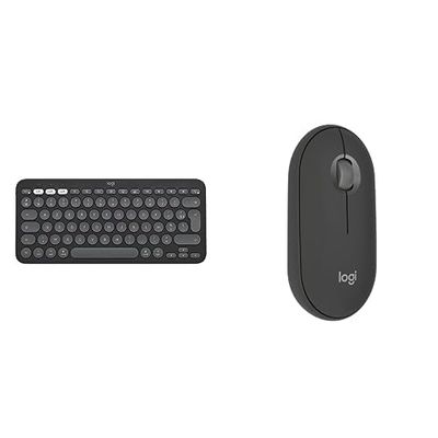 Logitech Pebble Keys 2 K380s, Teclado Bluetooth multidispositivo Pebble Mouse 2 M350s, estilizado ratón inalámbrico Bluetooth - Grafito