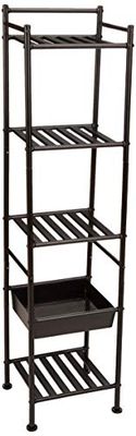 Amazon Basics Prateleira de cesta, 5 níveis, 28,5 P x 34,49 W x 140,28 H cm, preto
