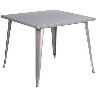 Flash Meuble 90,2 cm carré en métal Table d'intérieure/extérieure, Métal, Silver, 35.5'