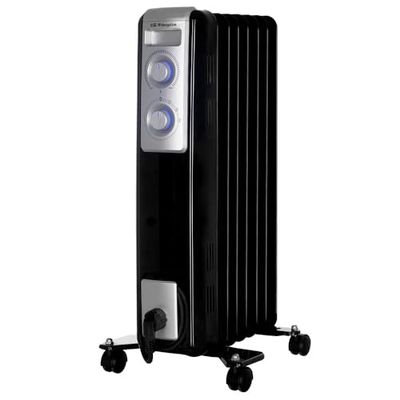 Orbegozo RN 1500 Radiateur à huile, 7 éléments, 1500 W, lumière LED, thermostat réglable, enrouleur de câbles, roues pivotantes