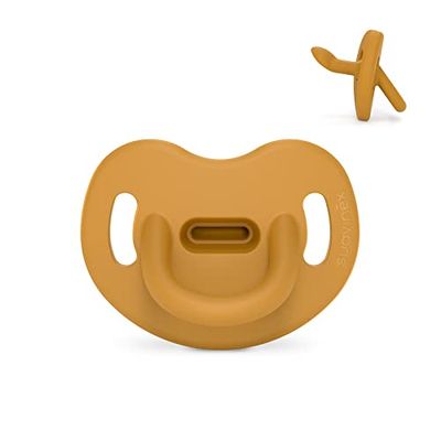 Suavinex, Chupete Todo Silicona, para Bebés 0/6 Meses, Chupete con Tetina Anatómica Sx Pro, Súper Blandito y Flexible, Ideal para Dormir, Colour Essence, Mostaza