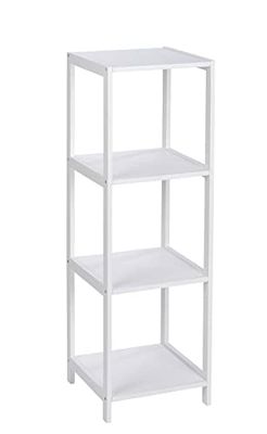 Wenko Oslo Estantería con 4 Repisas, Madera, Blanco, 36x36x112 cm