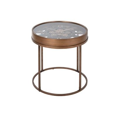 MESITA AUXILIAR METAL CRISTAL 48X48X51 RELOJ