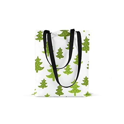 Bonamaison Printed Tote Bag, Reusable Grocery Bag, Shopping Bag, Machine Washable, Foldable, Canvas Cloth Bag with Black Handles, Size: 48x55 Cm