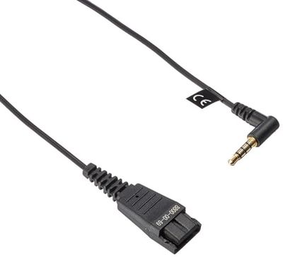 Jabra QD/3.5 mm 3,5 mm Negro - Adaptador para cable (QD, 3,5 mm, Male connector / Female connector, Negro)