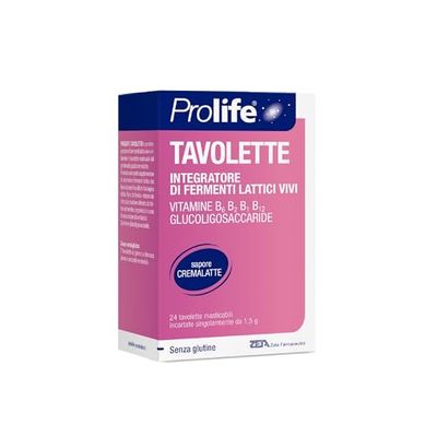 Prolife - Tavolette Probiotici per Bambini, Promuove la Regolarità Intestinale, Senza Glutine e con gradevole gusto cremalatte, 24 Tavolette Masticabili