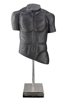 Casablanca duża dekoracyjna figurka rzeźba XL - mężczyzna tors figurka dekoracyjna z aluminium Kolor: antracyt ciemny szary - dekoracja prezent urodzinowy wysokość 55 cm