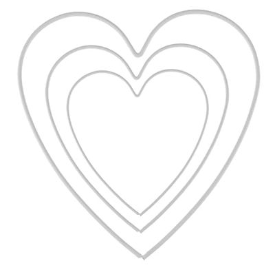 Glorex 6 1294 400J – Lot de 3 Cadres en métal Blanc en Forme de cœur de 15 cm, 20 cm et 28 cm, idéal pour Le Bricolage, comme Attrape-rêves, Murale ou pour Les décorations Florales
