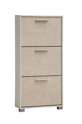 Schildmeyer Edno 159987 Meuble à Chaussures Beige crème/Canasta 59,8 x 19,5 x 124 cm