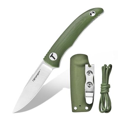 TONIFE Nova Full Tang Coltello da Caccia Campeggio a Lama Fissa 6,8cm con Guaina Kydex Regolabile Facile Portabile con Cordino in Paracord per Outdoor, Sopravvivenza e Bushcraft