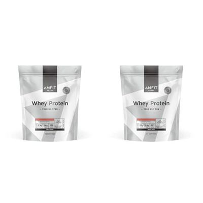 Marque Amazon - Amfit Nutrition Protéines en Poudre de Lactosérum (Whey), Fraise, 33 portions, 1 kg (Lot de 2)