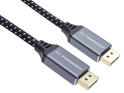 PremiumCord 8K DisplayPort 1.4 kabel M/M 2 m, DisplayPort op DisplayPort, 32,4 Gbps, Video 8K @60Hz, 4K @120Hz 2160p, HDCP 2.2, vergulde aansluitingen, textielkabel vlechtwerk
