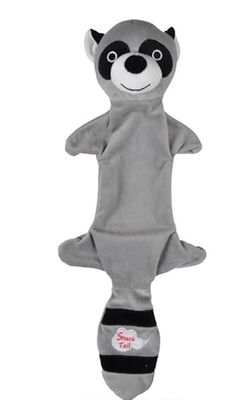 Jouet peluche éco-responsable Les Rusés Oscar le raton laveur sonore avec poche pour friandises 45x18.5x7cm