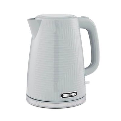 GEEPAS 1.7L Cordless Electric Kettle | Textured Premium Kettle with 360° Rotational Base | Concealed Heating Otter Control | Space Saving Cord Storage LED Indicator | 2 Year Warranty 3000W Opus Grey