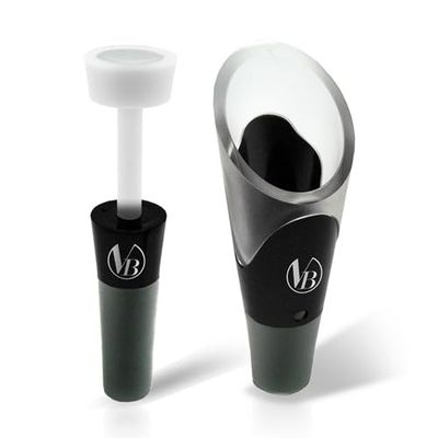 VoltShine Set scanneur et Bouchon, Acier Inoxydable, Design Ergonomique, Nettoyage Facile, idéal pour Servir et Conserver Les vins et spiritueux.