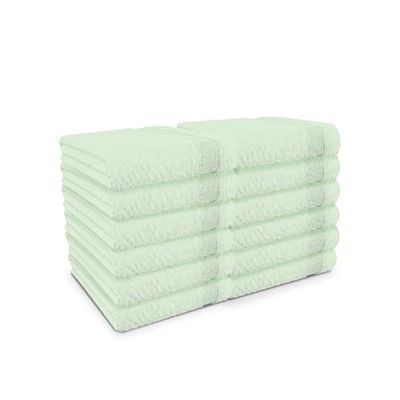 Blue Canyon Lot de 12 gants de toilette doux, tissés légers, à séchage rapide, réutilisables, résistants aux bactéries, doux pour la peau, 30 x 30 cm, 500 g/m² (vert menthe)