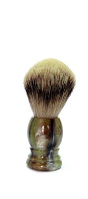 Golddachs Blaireau, 100%, vert de manche plastique marron, rasage Argenté