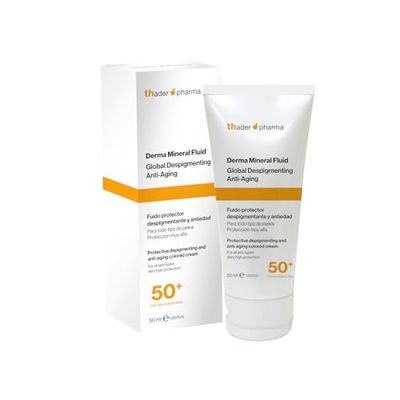 Thader Pharma - Protezione solare per viso minerale Derma Mineral Fluid con protezione 50+, 50 ml