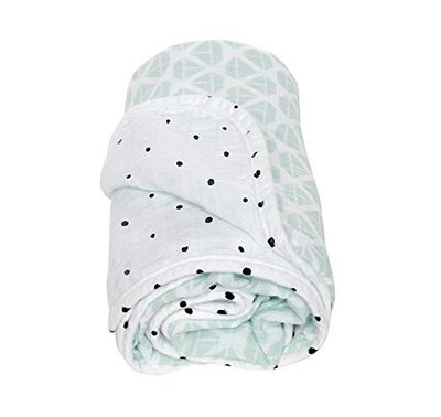 Motherhood Couverture pour bébé en Mousseline de Coton 2 épaisseurs, 95 x 110 cm, prélavée, Motif navires Vert Menthe