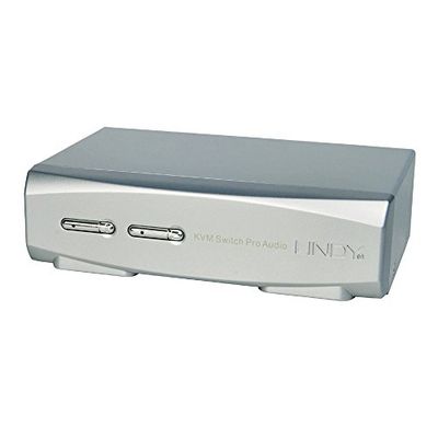 LINDY 39304 Moderne DisplayPort 4K Desktop KVM en USB 2.0 Sharing Switch voor aansluiting zilver