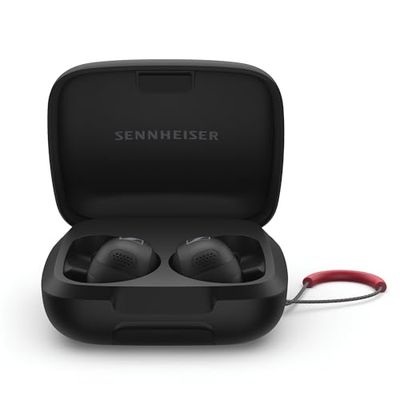 Sennheiser MOMENTUM Sport oordopjes met Sport Sound Tuning en adaptieve ANC, Secure Fit, 24u Accu tijd, Fitness Tracker voor lichaamsprestatiegegevens - Zwart