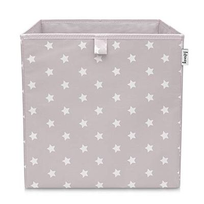 LIFENEY Boîte de rangement avec motif étoilé gris clair - Boîte à jouets avec étoiles adaptée aux étagères cubes - Boîte de rangement pour chambre d'enfant - Panier de rangement comme accessoire - 33