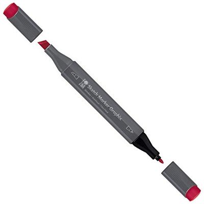 Sketch Marqueur Graphix Rouge cadmium, pointe double japonaise 1-7 mm et pointe fine 1 mm, couleurs brillantes, encre à séchage rapide, sans odeur et imperméable