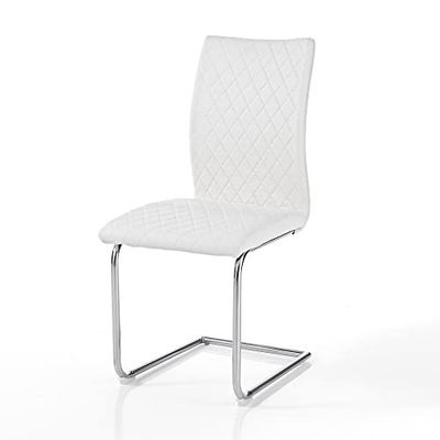 Oresteluchetta Lot de 4 chaises Warren White, Simili Cuir Acier allié, Blanc, H.94 x L.42 x P.58