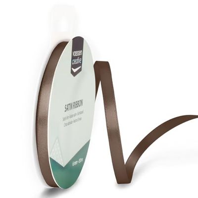 Vaessen Creative Ready to Start fita de cetim duplo, cetim, castanho (chocolate com leite), 6 mm x 10 m, 10