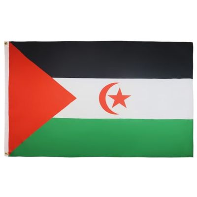 BANDERA de SAHARA OCCIDENTAL 150x90cm - BANDERA REPÚBLICA ÁRABE SAHARAUI DEMOCRÁTICA 90 x 150 cm - AZ FLAG