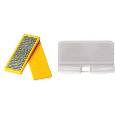 MOONFLEX Minifile Lima Diamantata, Multiply, Giallo, 70x25 & Minituner Squadretta per Minifile, Multiply, Grigio Chiaro, 88°