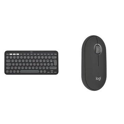 Logitech Pebble Keys 2 K380s, kabellose Multi-Device Bluetooth-Tastatur Pebble Mouse 2 M350s schlanke kabellose Bluetooth-Maus - Grafit