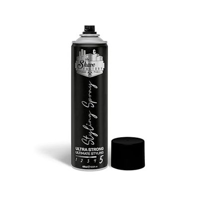 The Shave Factory Ultra Strong Styling Spray: Long-lasting Hold, Perfect Control and Impeccable Style - Ultimate Aid for Men for Strong, Long-lasting and Safe Hair Styling 400ML
