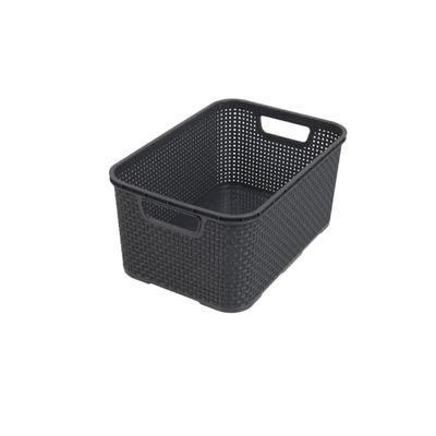 BranQ Home Essential - Cestino multifunzione universale, in rattan sintetico, misura S 7L, in plastica PP senza BPA, 28,5 x 19,5 x 12,9 cm, colore: antracite