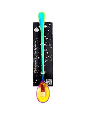 Pack of 6 Latte Spoons,Forks,Teaspoon Long Handle Stainless Steel Spoon - Ideal For Coffee Cafe Latte, Espresso, Hot Chocolate,Hot Drinks, Dessert (Rainbow)