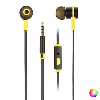 NGS CROSS RALLY BLACK- Auricolari in Metallo, Cavo Piatto da 120 cm, Tecnologia Assistente Vocale, Connessione Jack da 3,5 mm, 20 Hz, Colore Giallo