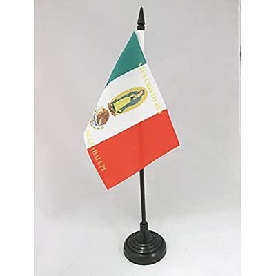 AZ FLAG Bandera de Mesa de MÉXICO Cristo Rey 15x10cm - BANDERINA de DESPACHO DE LOS CRISTEROS 10 x 15 cm