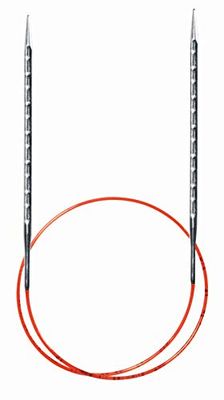 Addi Nouvelles Aiguilles Circulaires Carrées, Metal, Argent/Rouge, 80cm 6,5mm