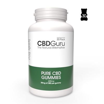 CBD Guru CBD Gummies 20mg 30 Pack - Mixed Fruit Flavour Broad Spectrum CBD Gummy Bears for Sleep & Anxiety Support, 600mg Total CBD