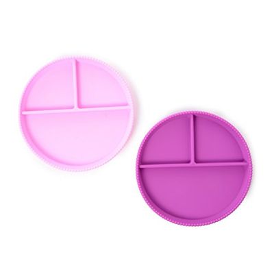 Lot de 2 assiettes en silicone rose et violet