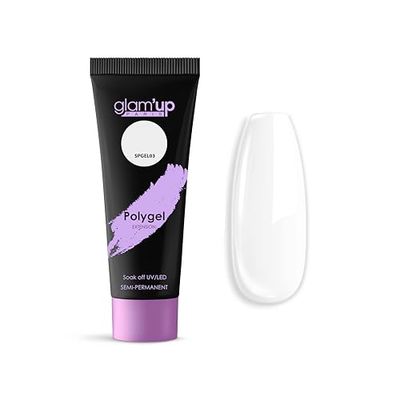 Glam'Up Paris - Poly Gel Semi-Permanent - Gel d'Extension en Tube - Gel de Construction Ongles UV - Art Design pour Ongles - Facile à Utiliser - Longue Durée - Blanc