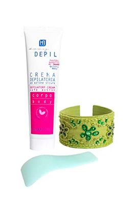 Easy Depil KIT CREMA DEPILATORIA CORPO GAMBE BRACCIA 150 ml + Bracciale Arabesque. Unisex, Rapida, facile da usare, efficace, sicura. Con Proteine Vegetali Addolcenti. Profumazione gradevole.