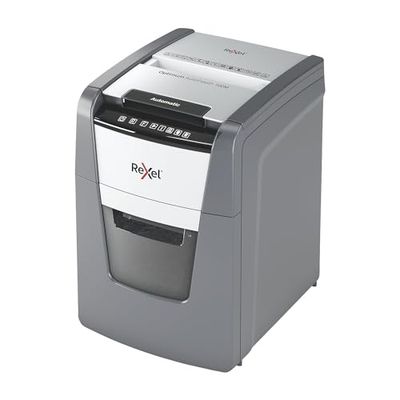 Rexel Optimum 2020100MCH AutoFeed+ 100M - Destructora automática CH, 100 hojas, nivel de seguridad P5, microcorte, para casa y oficina en casa, contenedor de basura de 34 litros, con enchufe suizo